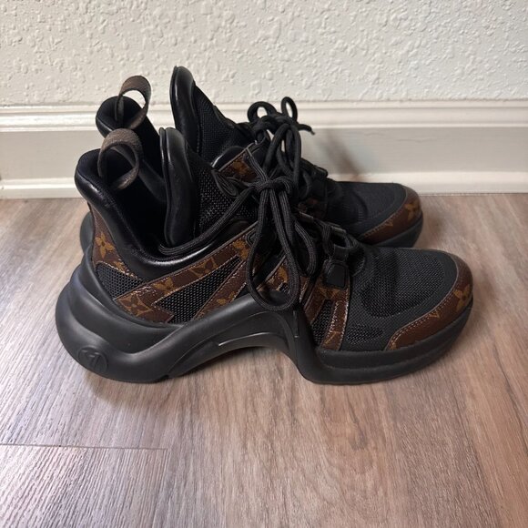 Louis Vuitton Black/Brown Mesh And Monogram Canvas Archlight Low Top Sneakers - Picture 7 of 7
